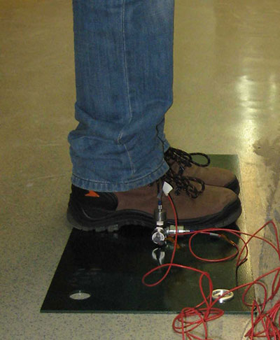 Measuring vibration exposition for impact while standing